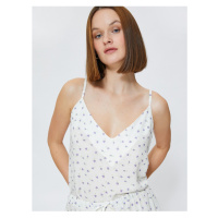 Koton Strapless Pajama Top with a Floral V-Neck