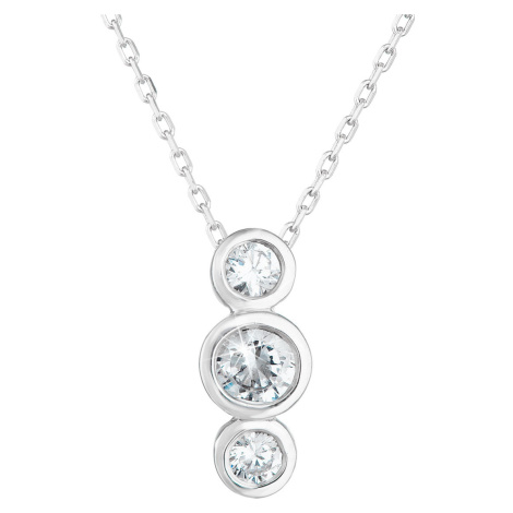 Evolution Group Stříbrný náhrdelník se třemi zirkony v bílé barvě 882009.1