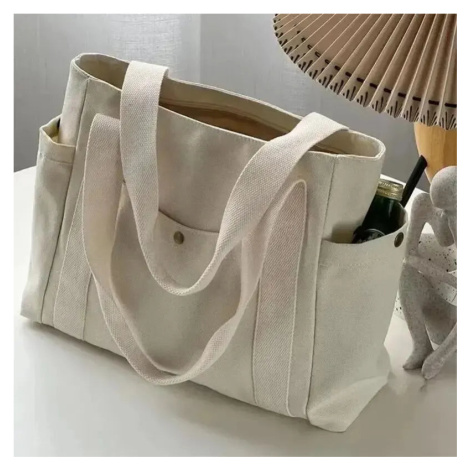 Dámská plátěná taška přes rameno – vícekapsová shopperka