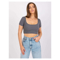 TMAVĚ ŠEDÝ CROP TOP MONTREAL -DARK GREY Šedá