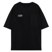 Trendyol Large Size Black Oversize Pocket Detailed Printed 100% Cotton Comfortable T-Shirt