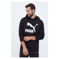 Bavlněná mikina Puma pánská, černá barva, s kapucí, s potiskem
