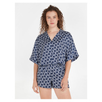 Tmavě modré dámské vzorované pyžamo Tommy Hilfiger Underwear - Dámské