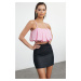 Trendyol Pink Crop Woven Balloon Blouse