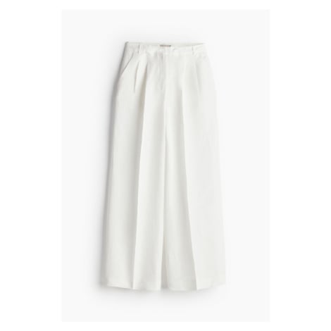 H & M - Elegantní kalhoty z lněné směsi - bílá H&M