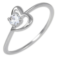Brilio Silver Stříbrný zásnubní prsten s krystalem Srdce 426 001 00535 04 55 mm