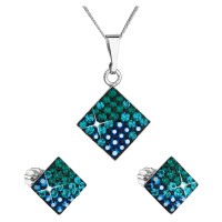 Evolution Group Sada šperků s krystaly Swarovski náušnice, řetízek a přívěsek zelený kosočtverec