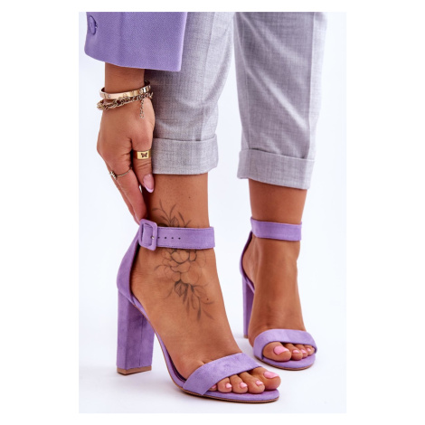 Semišové sandály na vysokém podpatku fialove Jacqueline Kesi