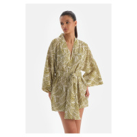 Dagi Green-White Cotton Kimono