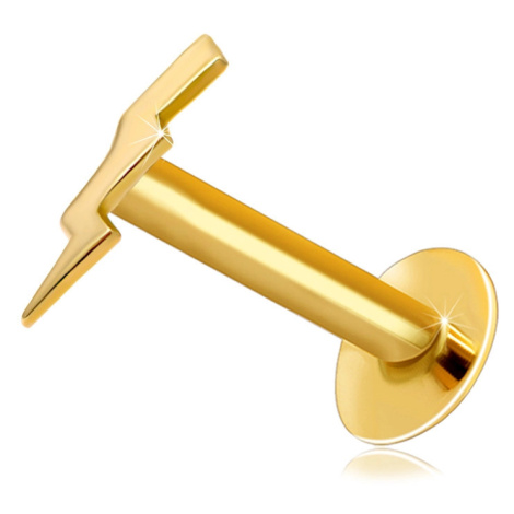 Piercing do brady a rtu v 9K žlutém zlatě - kontura blesku, plochý tvar Šperky eshop