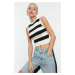 Trendyol Ecru Crop Striped Knitwear Blouse