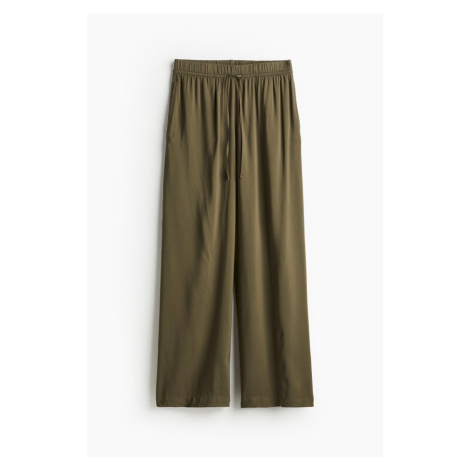 H & M - Široké natahovací kalhoty - zelená H&M