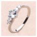 Prsten stříbrný s broušeným akvamarínem a zirkony Ag 925 011580 AQ - 62 mm , 2,0 g
