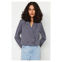 Trendyol Anthracite Double Breasted Closure Lined Woven Blazer Jacket