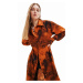 Šaty Desigual 23WWVWAG WOMAN WOVEN DRESS LONG SLEEVE oranžová barva, midi