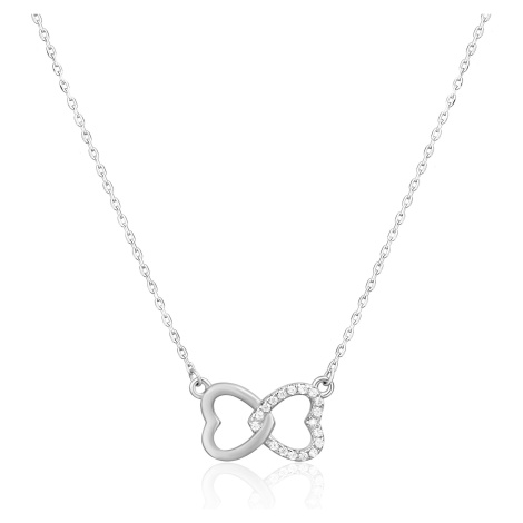 JVD Třpytivý stříbrný náhrdelník Propojená srdce SVLN0422XH2BI45