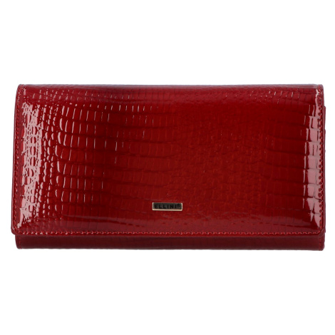 Velká dámská kožená lakovaná peněženka Wanda, červená Ellini