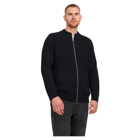 Jack&Jones PLUS Pánský svetr JJPANNEL Regular Fit 12236572 Black Jack & Jones