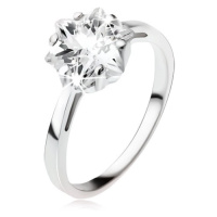 Zásnubní stříbrný prsten 925, masivní čirý zirkon - hvězdice