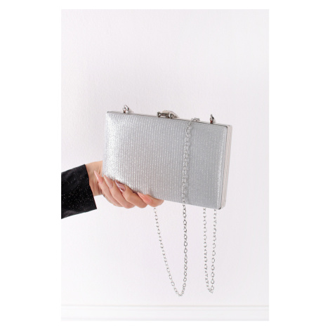 Stříbrná společenská clutch kabelka Antonia Paris Style