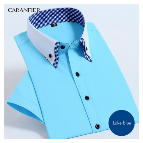 Letní pánská košile elegantní s kontrastním límečkem CARANFLER