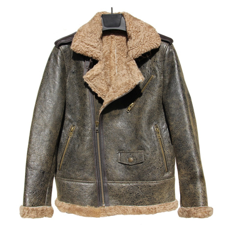 Pánská zimní bunda z ovčí kůže s teplou podšívkou a límcem