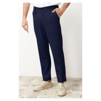 Trendyol Navy Blue Italian Cut Pleated Fabric Trousers