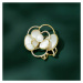 Éternelle Perleťová brož s pravou říční perlou a čirými zirkony - květina B7234-XH2231A Zlatá