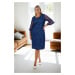 E2654 Dewberry Spanish Sleeve Plus Size Evening Dress-INDIGO