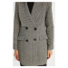 Trendyol Black Herringbone Patterned Wide Collar Wool Cachet Coat