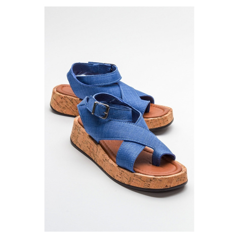 LuviShoes SARY Blue Women's Jeans Sandals