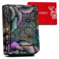 Malá dámská kožená peněženka s květinovým vzorem