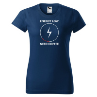 DOBRÝ TRIKO Dámské tričko s potiskem Need coffee Barva: Půlnoční modrá