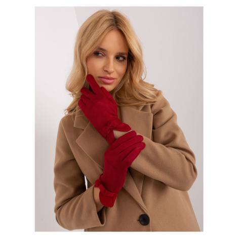 Červené hladké rukavice s páskem Fashionhunters