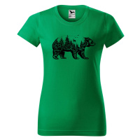 DOBRÝ TRIKO Dámské tričko s potiskem Medvěd Barva: Středně zelená