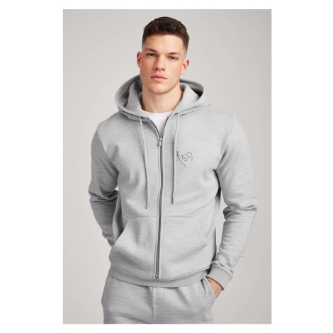 Mikina s Kapucí na Zip, Barva Šedá, s Potiskem Dog High Five Hedrix