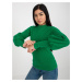 Zelené žebrované tričko s balónovými rukávy --green Zelená