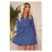 CLARA - Světle modré dámské košilové šaty s knoflíky a dlouhými rukávy 298-2