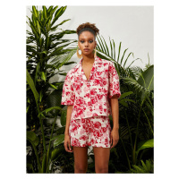 Koton Tropical Printed Short Sleeve Shirt Classic Collar