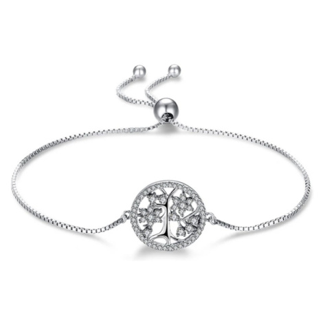 GRACE Silver Jewellery Stříbrný náramek se zirkony Strom života, stříbro 925/1000 NR-KLTB045-TZY