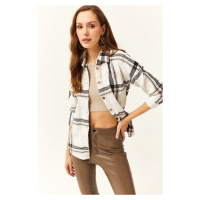 Olalook Women's Ecru Plaid Lumberjack Shirt