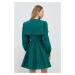 Bavlněné šaty Custommade zelená barva, mini