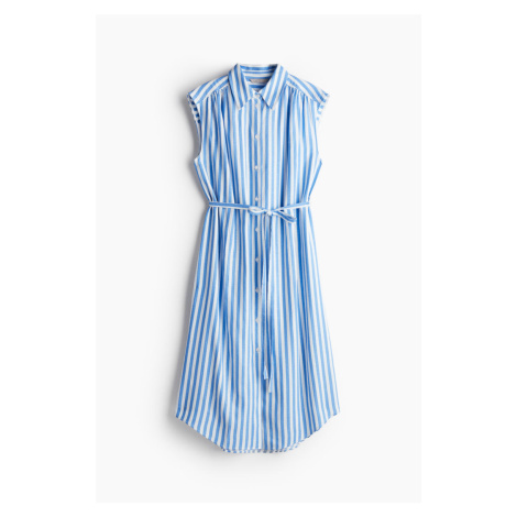 H & M - Košilové šaty ze směsi lnu - modrá H&M