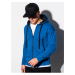 Modrá pánská mikina na zip s kapucí Ombre Clothing B1076