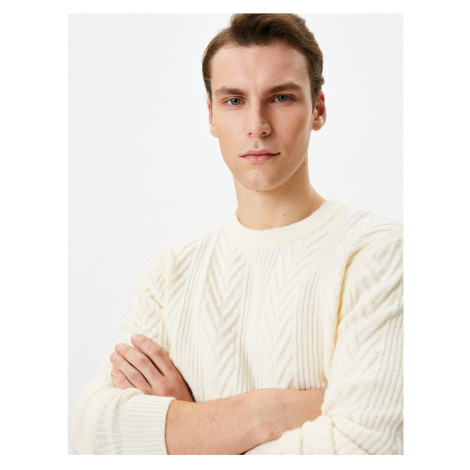Koton Knitwear Sweater Crew Neck Knit Textured Long Sleeve