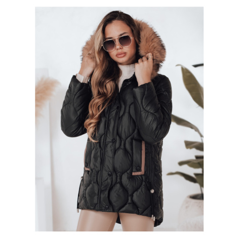 Dámská zimní bunda s kapucí a kožíškem LUMORE Dstreet TY4723 Barva: Černá