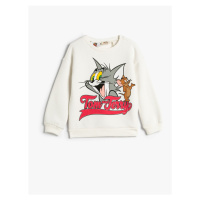 Koton Tom and Jerry Sweatshirt Licensed Raised Long Sleeve Crew Neck