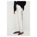 Kalhoty Armani Exchange dámské, béžová barva, jednoduché, high waist