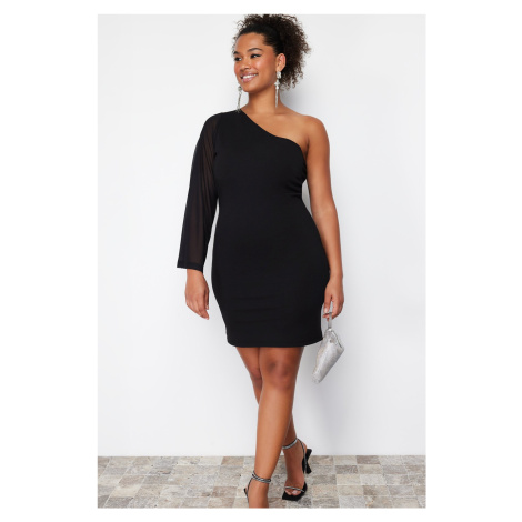 Trendyol Curve Black Single Sleeve Mini Knitted Dress