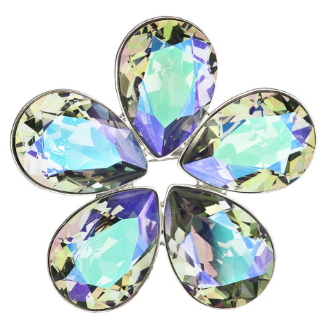 Evolution Group Brož bižuterie se Swarovski krystaly zelená fialová kytička 58003.5 paradise shi